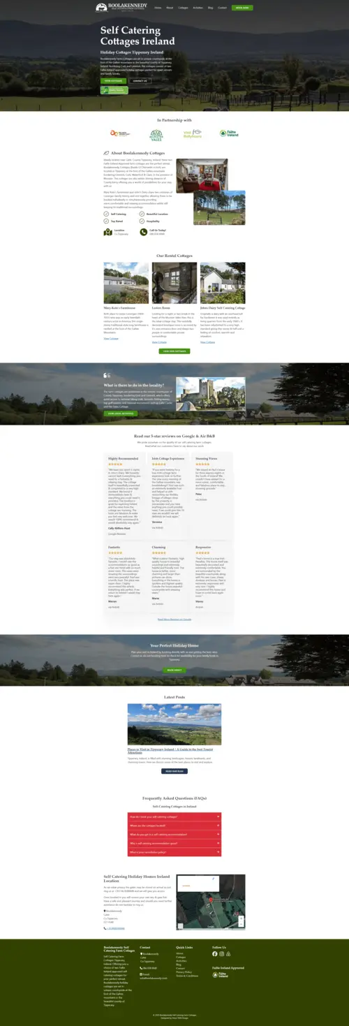 screenshot of Boolakenndy Self Catering cottages website