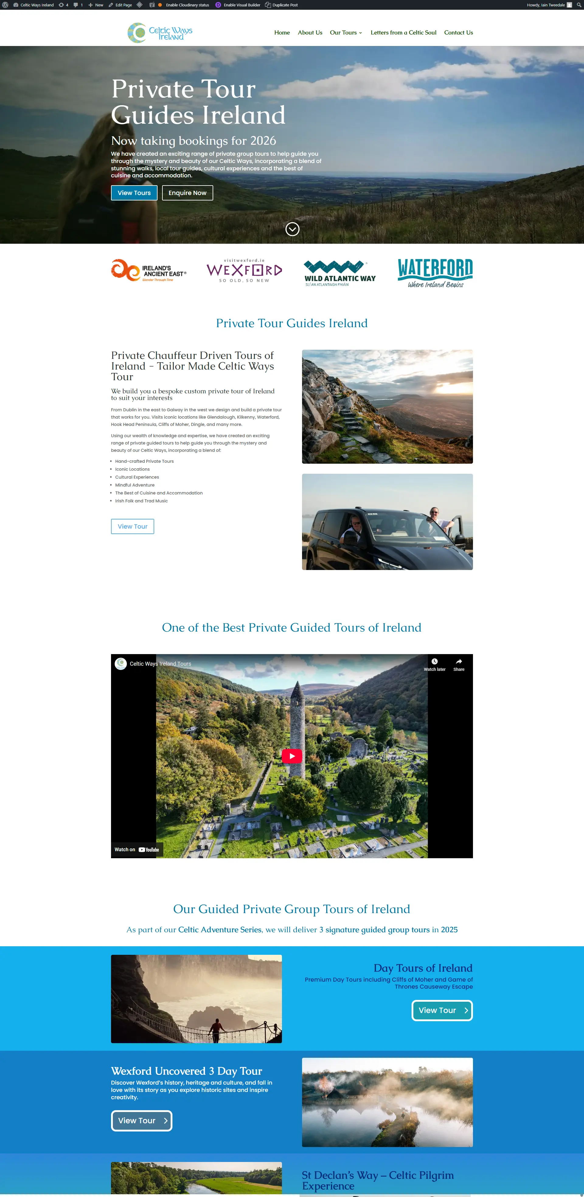 screenshot of Celtic Ways Ireland Website