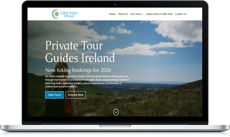 screenshot of Celtic Ways Ireland Website