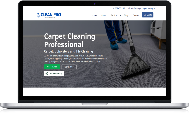 screenshot of Clean Pro website
