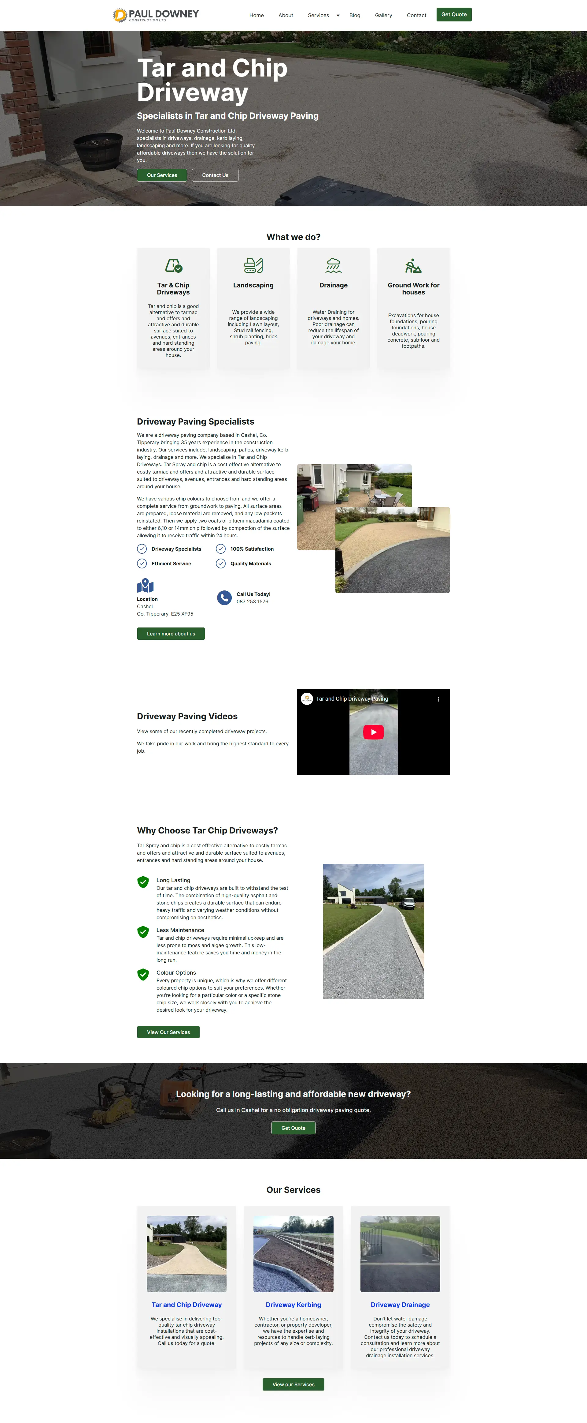 screenshot of driveway paving website