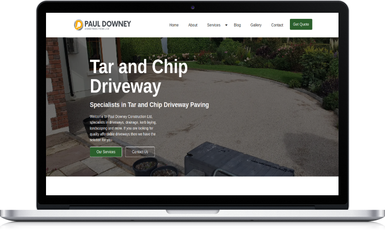 screenshot of driveway paving website