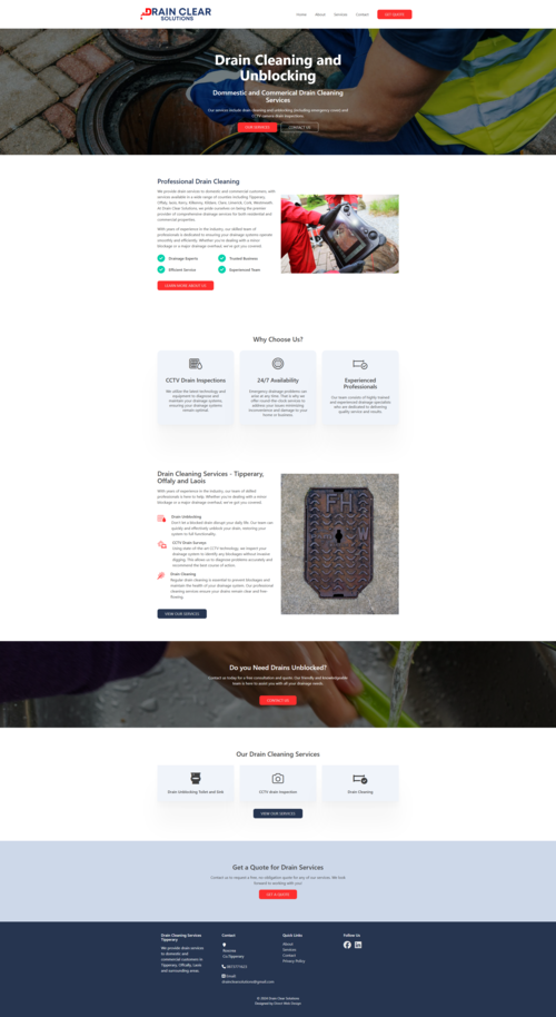 screenshot of Drain Clear Solutions website