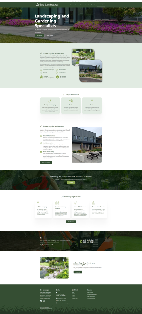 screenshot of Eire Landscapes website