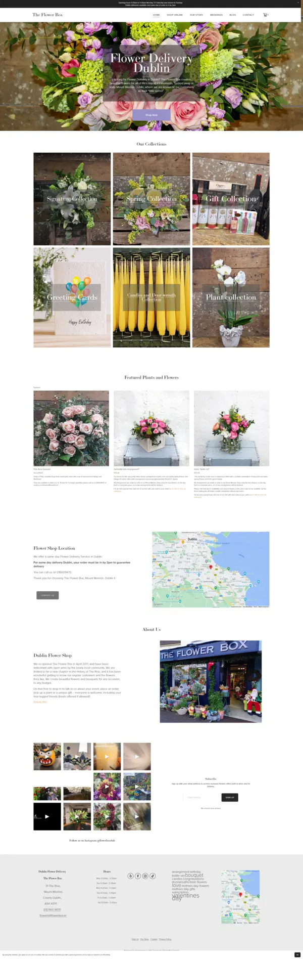 Screenshot of the Flower Box Website E-commerce design 