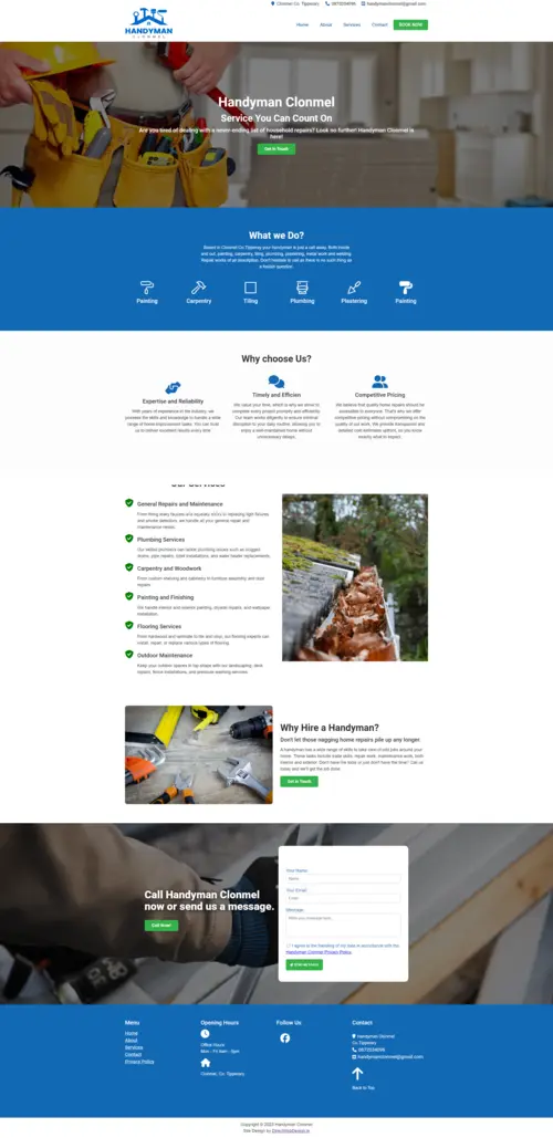 screenshot of the handy man clonmel website