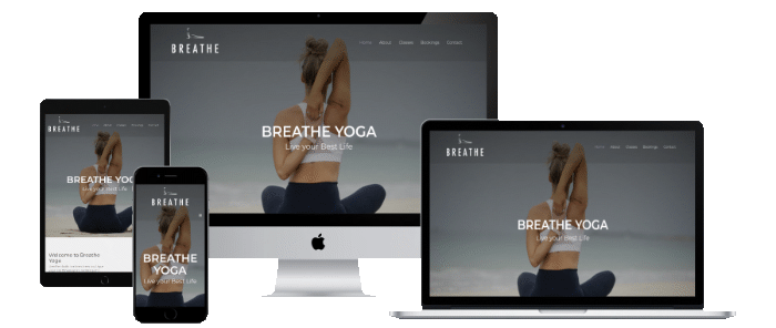 Breathe Yoga Website Cahir Breathe Yoga Cahir Website design displayed on a tablet, phone,laptop and desktop Apple machines.
