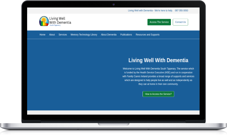Screenshot of the living well with dementia website south Tipperary.
