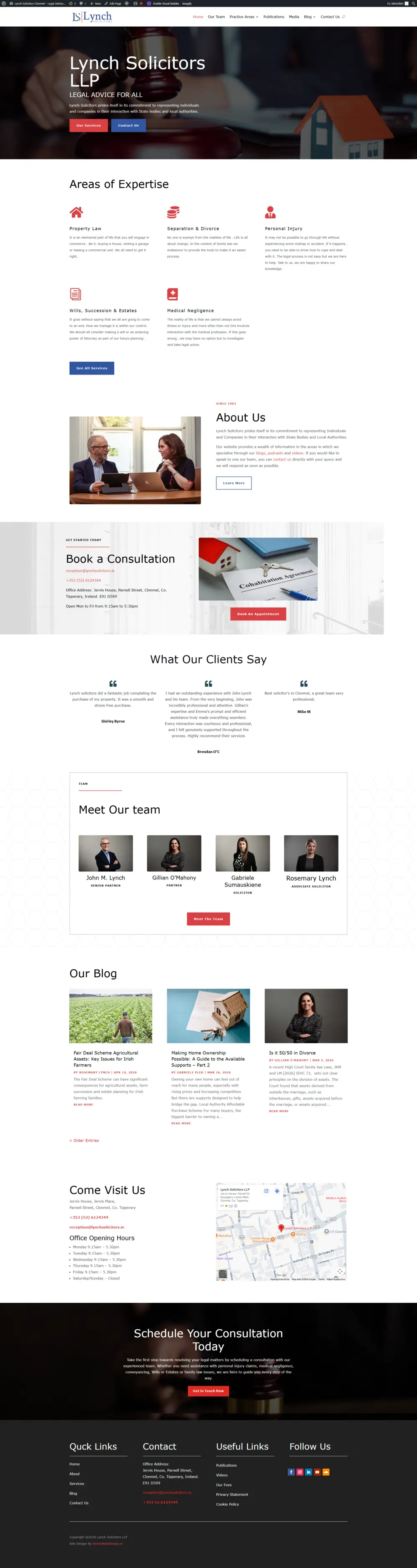 screenshot of a solicitor website