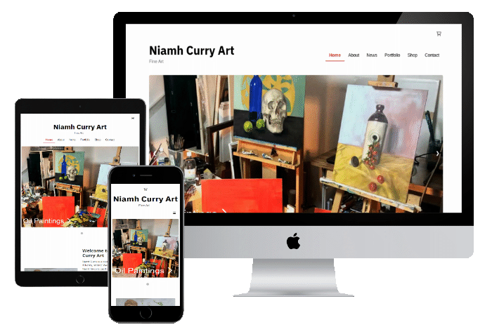Screenshot of the Niamh Curry Art website, built for a Kilkenny portrait artist