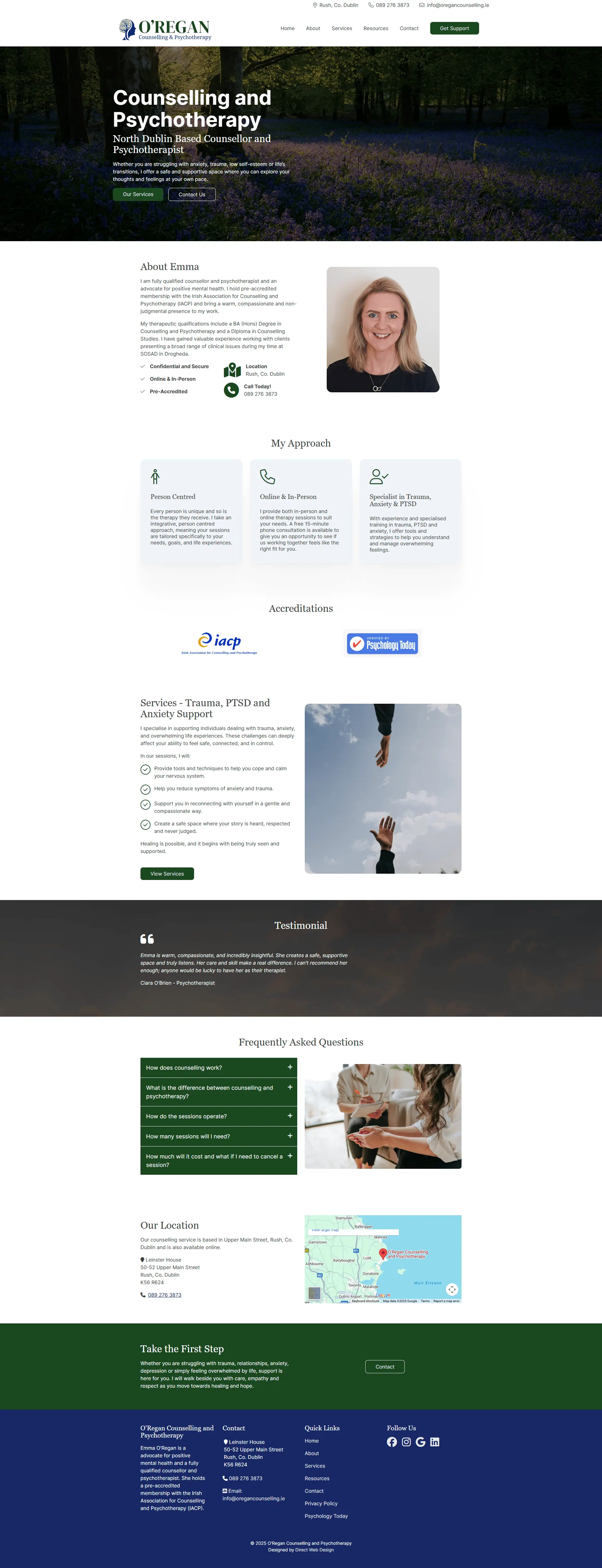 screenshot of Counselling and Psychotherapy Website